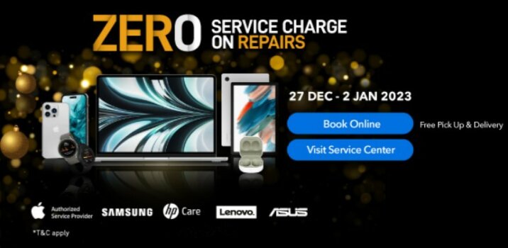 Zero service charge on repairs from DG Help.