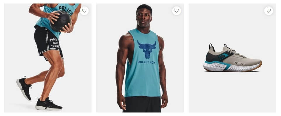 Project Rock collection on Under Armour UAE store