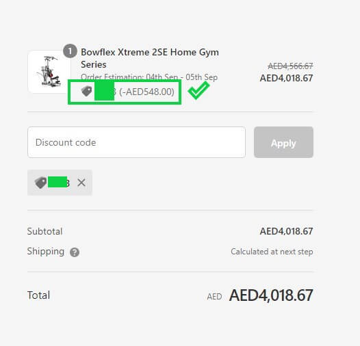 Application of Athletix discount code in Athletix.ae UAE
