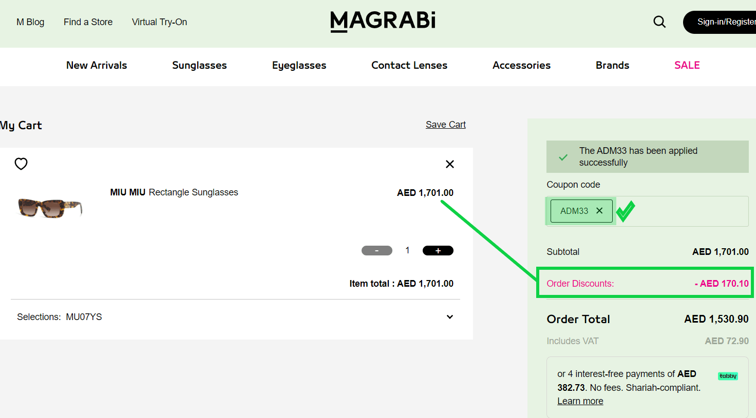 Application of Magrabi Discount Code in UAE